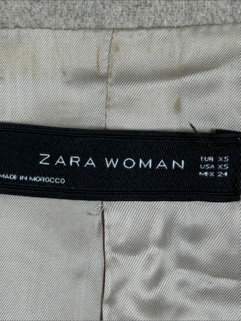 Zara Oatmeal Beige Wool Blend Duffle Coat Women’s XS Removable Hood & Fur Trim - Picture 4 of 10
